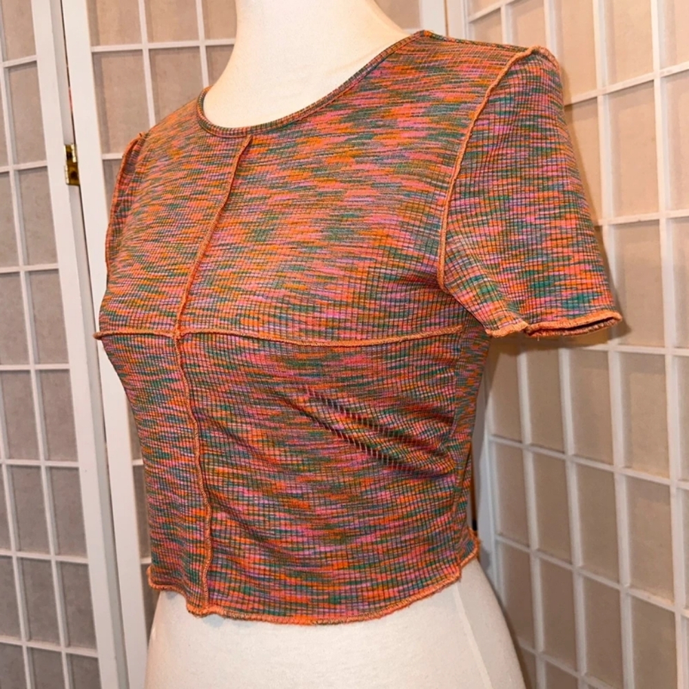 Multicolor Ribbed Crop Top - Picture 2 of 4
